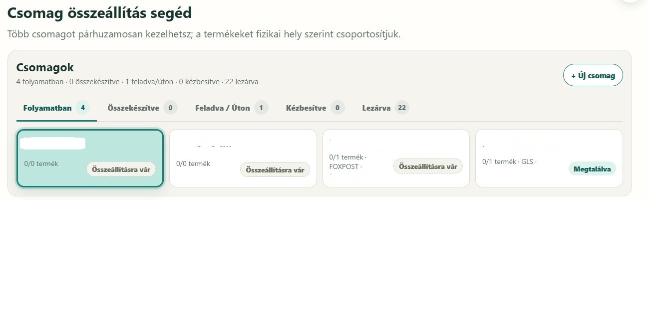 A csomag összeállítás segéd